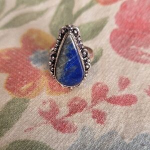 Elegant Blue and Silver Teardrop Ring
